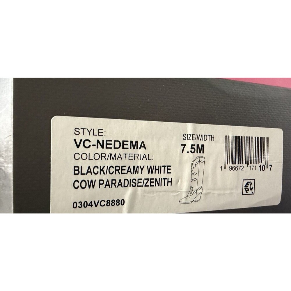 Vince Camuto Nedema Tall Western Boot Black/Creamy White Size 7.5 M New in Box - Picture 8 of 10